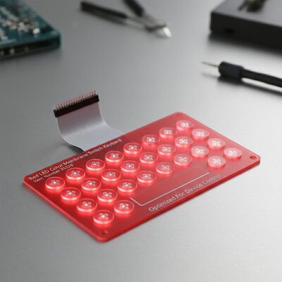 Red Led Color Membrane Switch Keyboard Item Number ZS129 Including Flexible Cable Circuit And Pins Optimized For Device Control